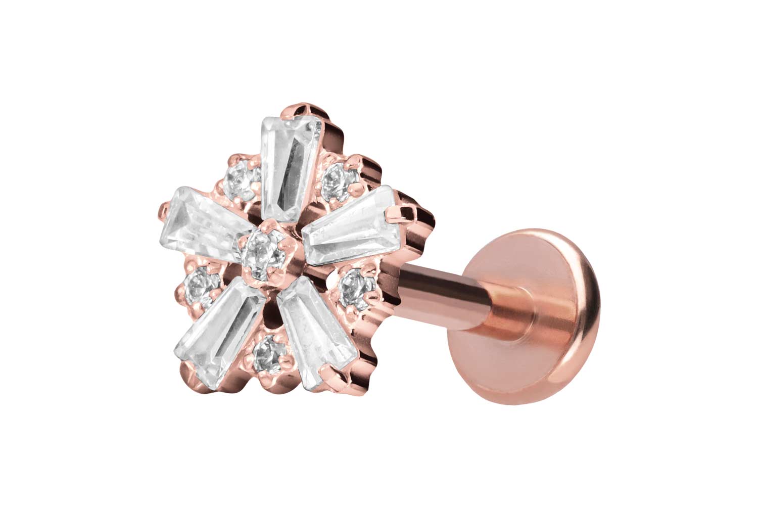 Titan Labret Piercing mit Push Fit SCHNEEFLOCKE